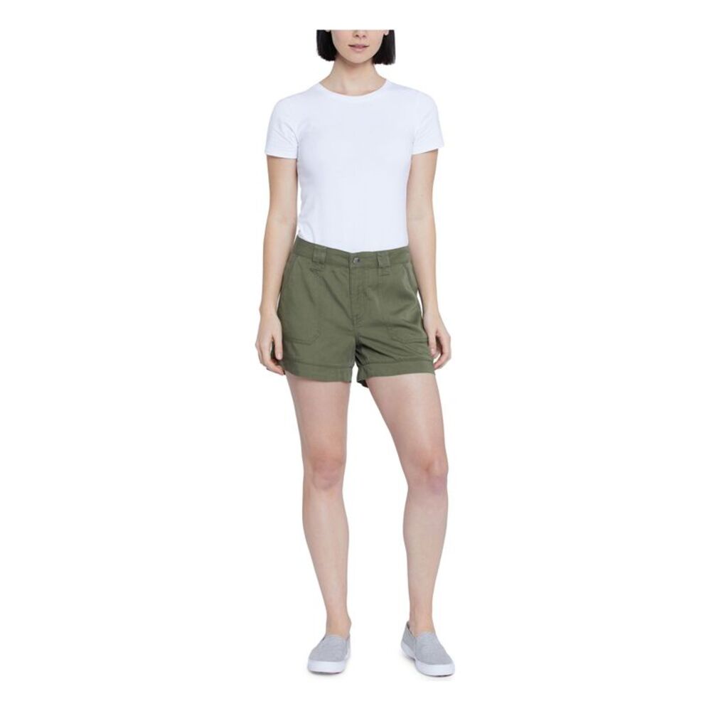 SEVEN7 Womens High Waist Shorts Green Zippered Pocketed Solid Utility Juniors 2